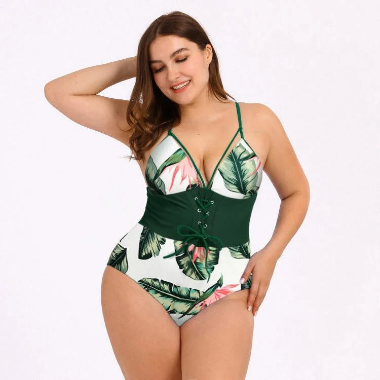 New Style Large One Piece Swimsuit Suspender Colorful Plus Size Hot Sexy Bikini