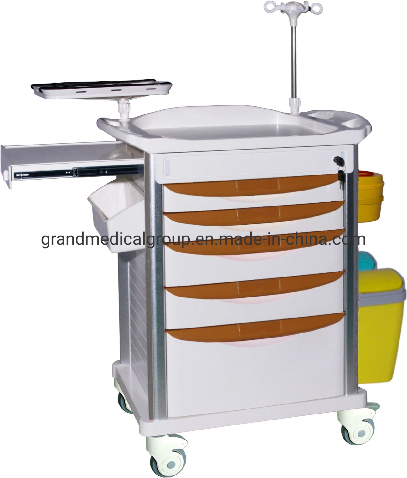 in Stock China Manufacture CE FDA Approved Grand Factory Made Medical Hospital Emergency Trolley Medical Nursing Crash Cart Surgical