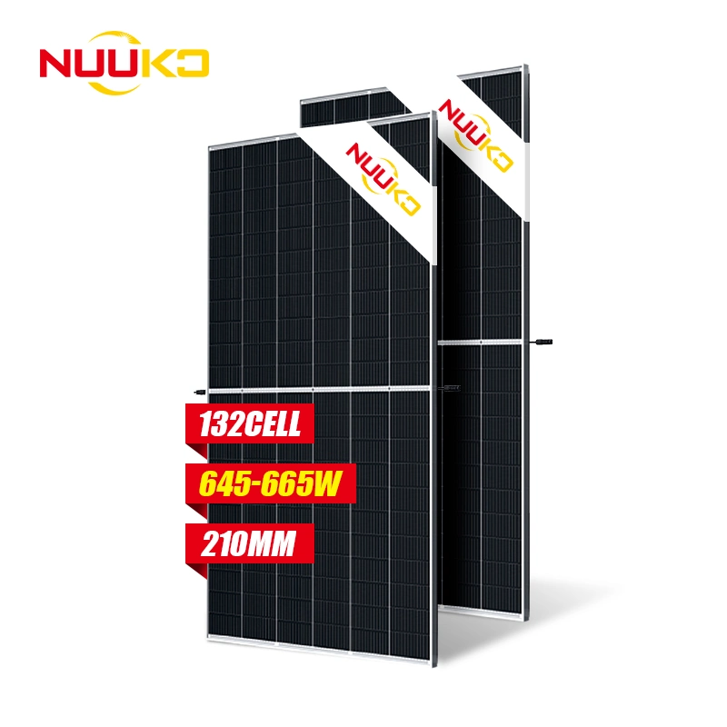 اللوحة الشمسية عالية الجودة من المستوى 1 مقاس 210 مم 132 خلية أحادية اللون بقوة 600 واط لوحة بقوة 670 واط