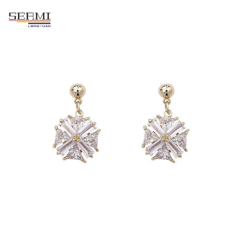 Fashion S925 Silver Needle Geometric Diamond Earrings Jewelry