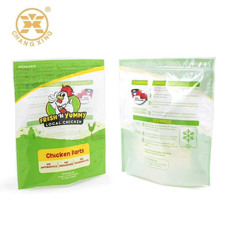 Custom Printing Resealable Zipper Plastic Whole Fresh Frozen Chicken Packaging Bags