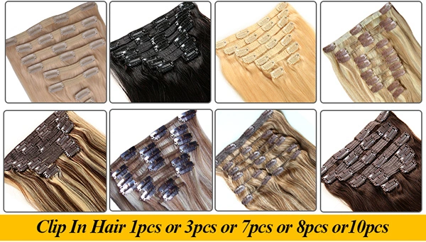 Wholesale/Supplier Price Clip in Brazilian Virgin Hair Extensions 7pieces 16clips Full Head Set