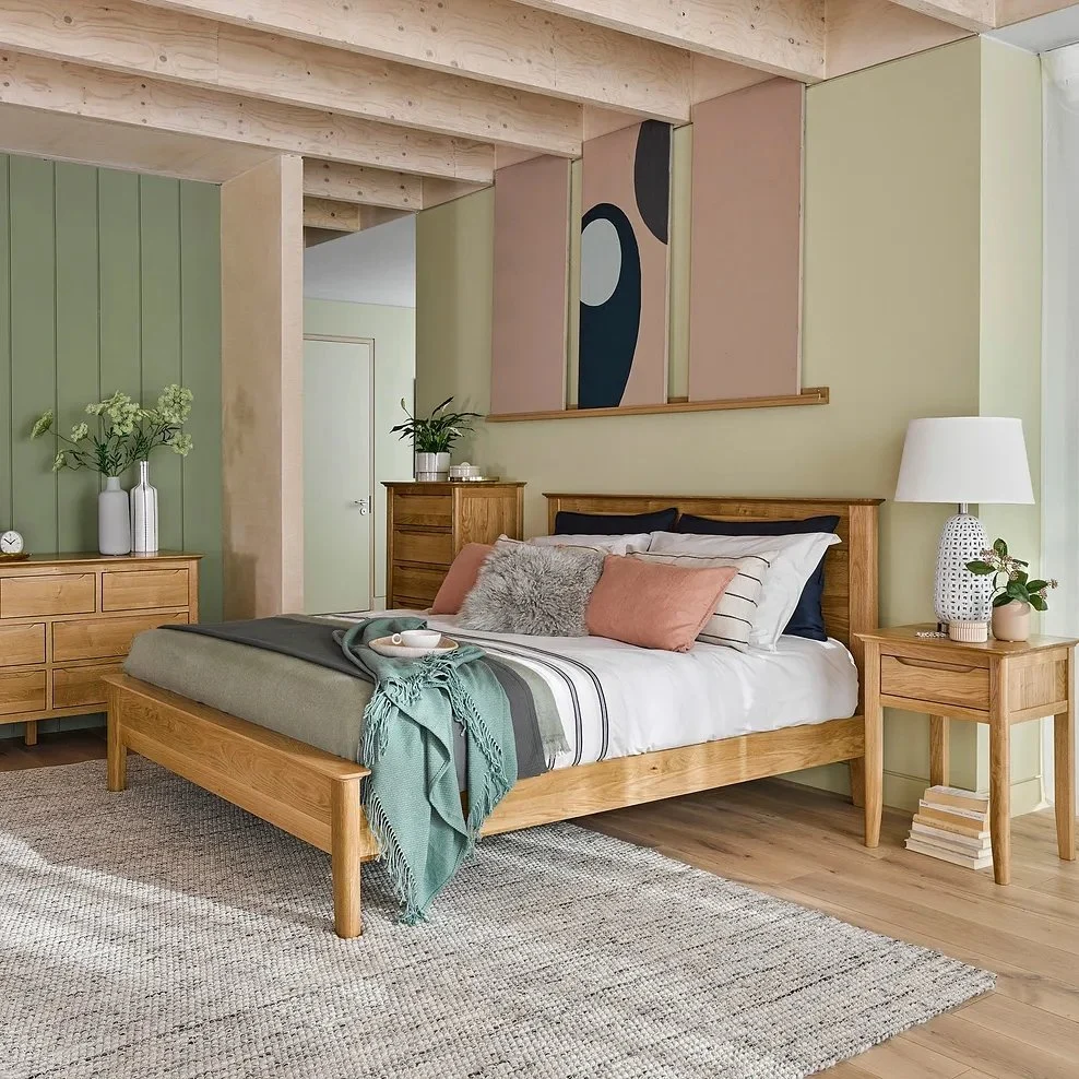 Una buena calidad de Madera Natural Roble macizo solo Dobule Cama Tamaño King cama de madera con la imagen utilizada en el hogar Muebles de Dormitorio