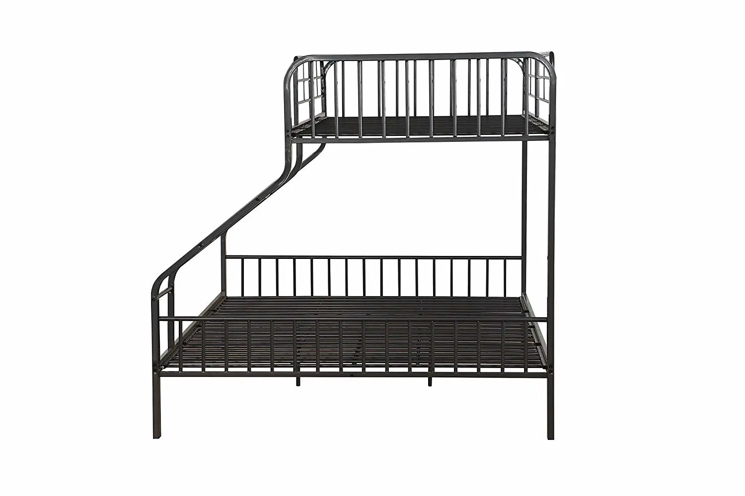 Metal Gunmetal Twin XL Over Queen Bunk Bed Steel Trio Bunk Bed