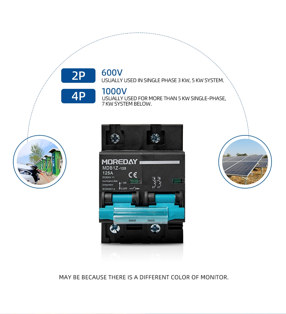 Factory Price DC Circuit Breaker Solar System MCB DC 2p 125A Renewable Energy Circuit Breaker