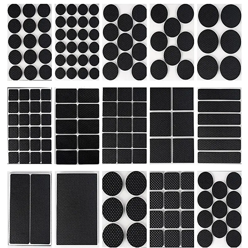 Customized EVA Furniture Silicone Foot Pad Anti-Collision Washer Self-Adhesive Foam Pad Black Circular Checkered Foot Pad