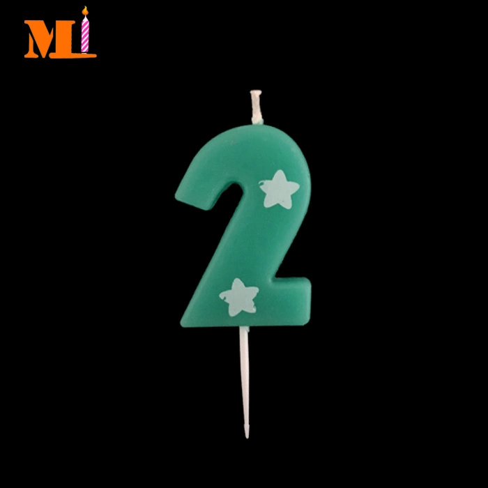 Sedex Approved Manufacturer 100%Paraffin Light Green Lucky Birthday Candle Number 6