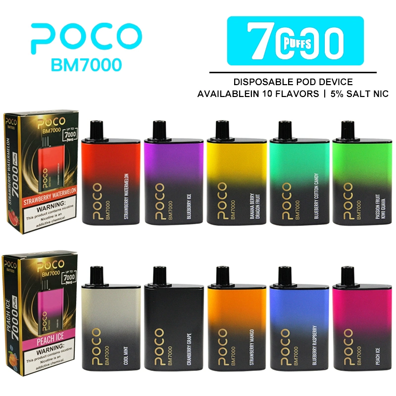 7000puff 17ML 650mAh rechargeables de la bobine de maillage Poco 5%Vape Nic Pen