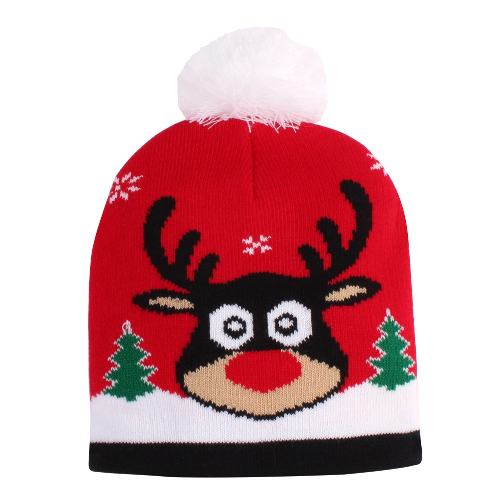 Original Factory OEM Custom Weihnachten gestrickte Acryl Beanie Hut mit LED