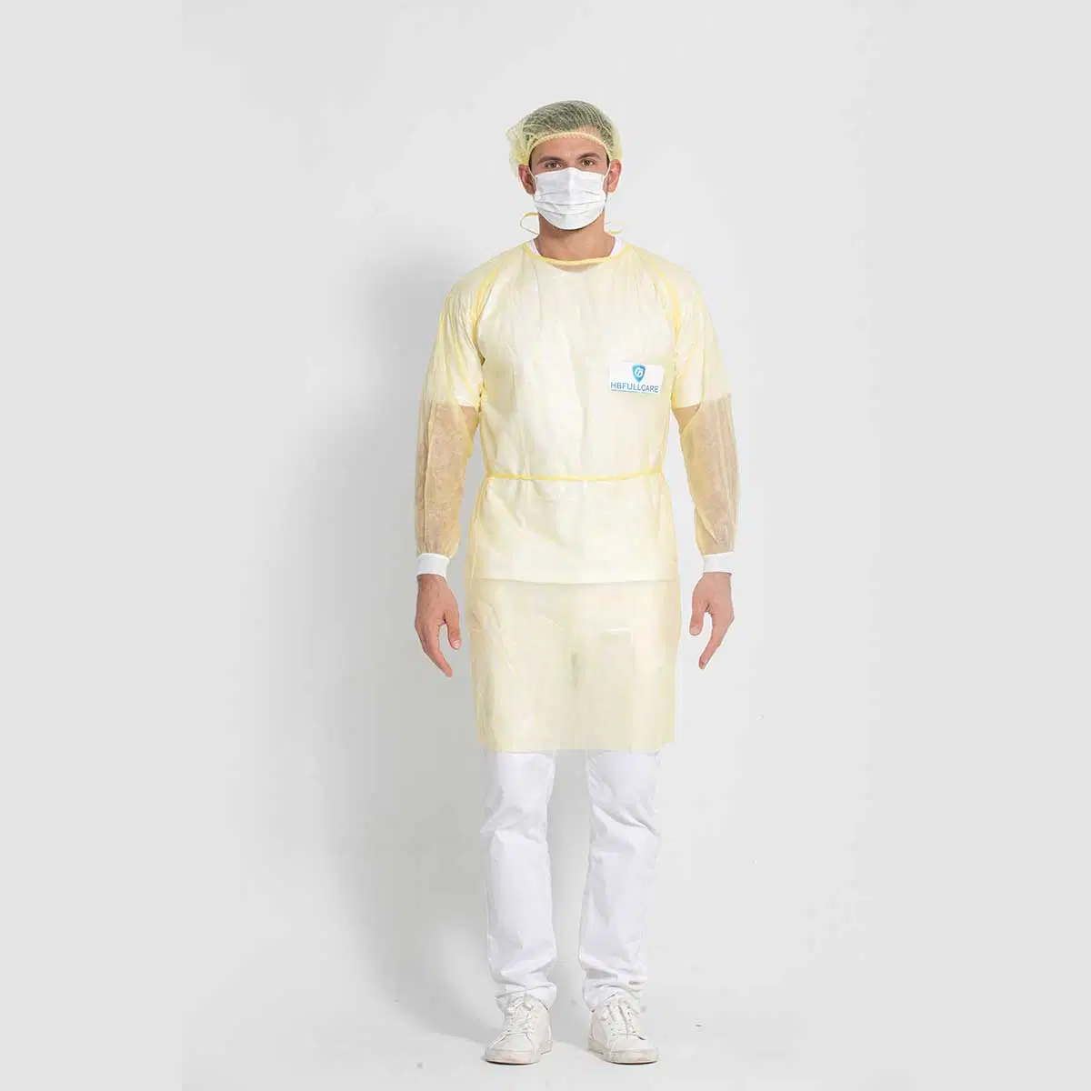 Abrigo para visitantes, abrigo de paciente de PP desechable, uniforme hospitalario, abrigo para visitantes no tejido, bata de laboratorio no tejido, bata de laboratorio