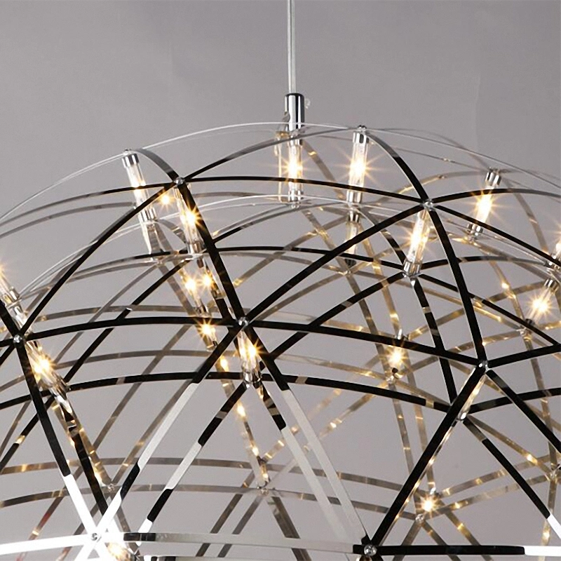 Modern Stainless Steel Ball Firework Restaurant Villa Hotel Project LED Chandelier Pendant Lighting