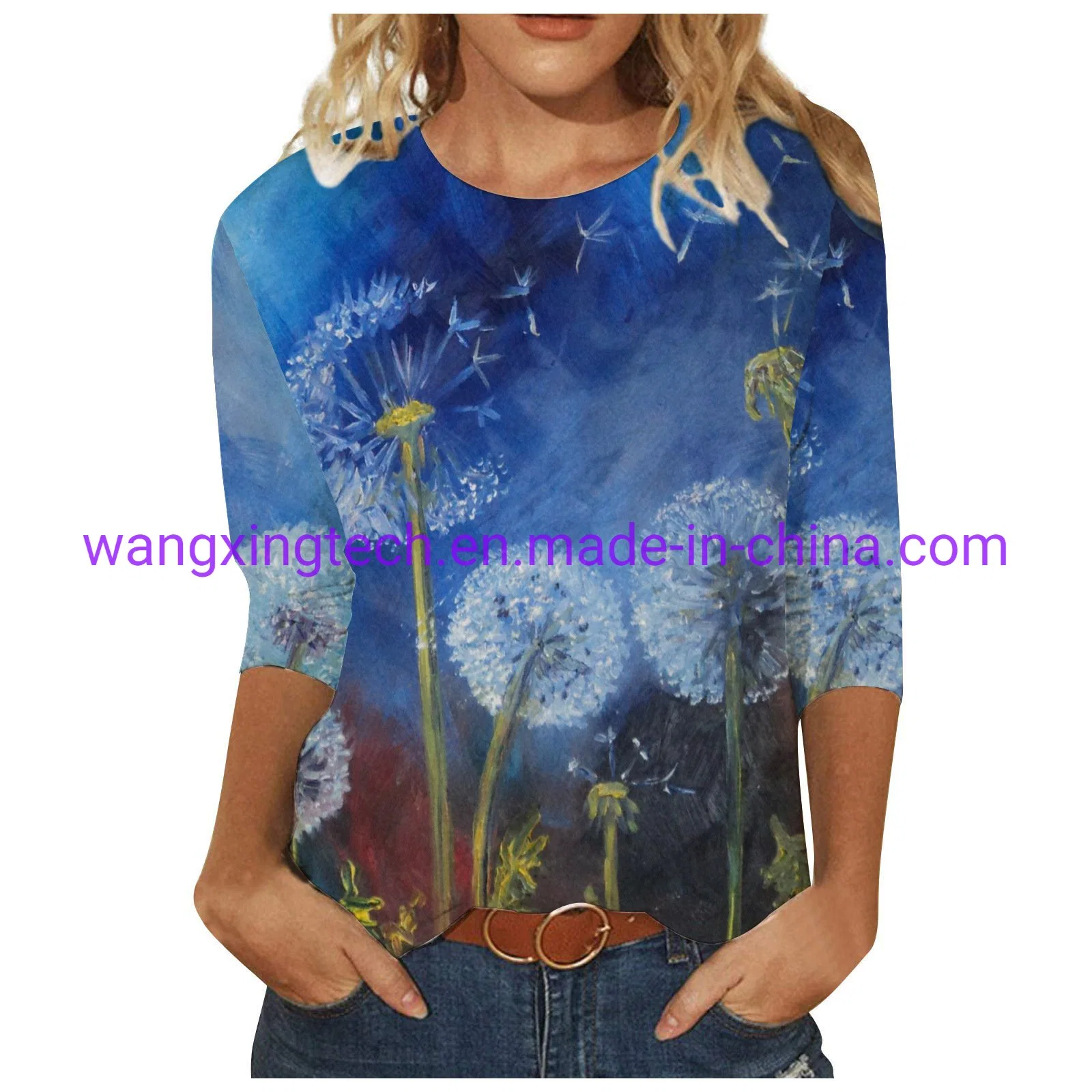 Wholesale/Supplier Trend 2022 Summer Fashion Women's Clothing Independent Station New Digital Printing Loose Round Neck Short-Sleeved Shirts