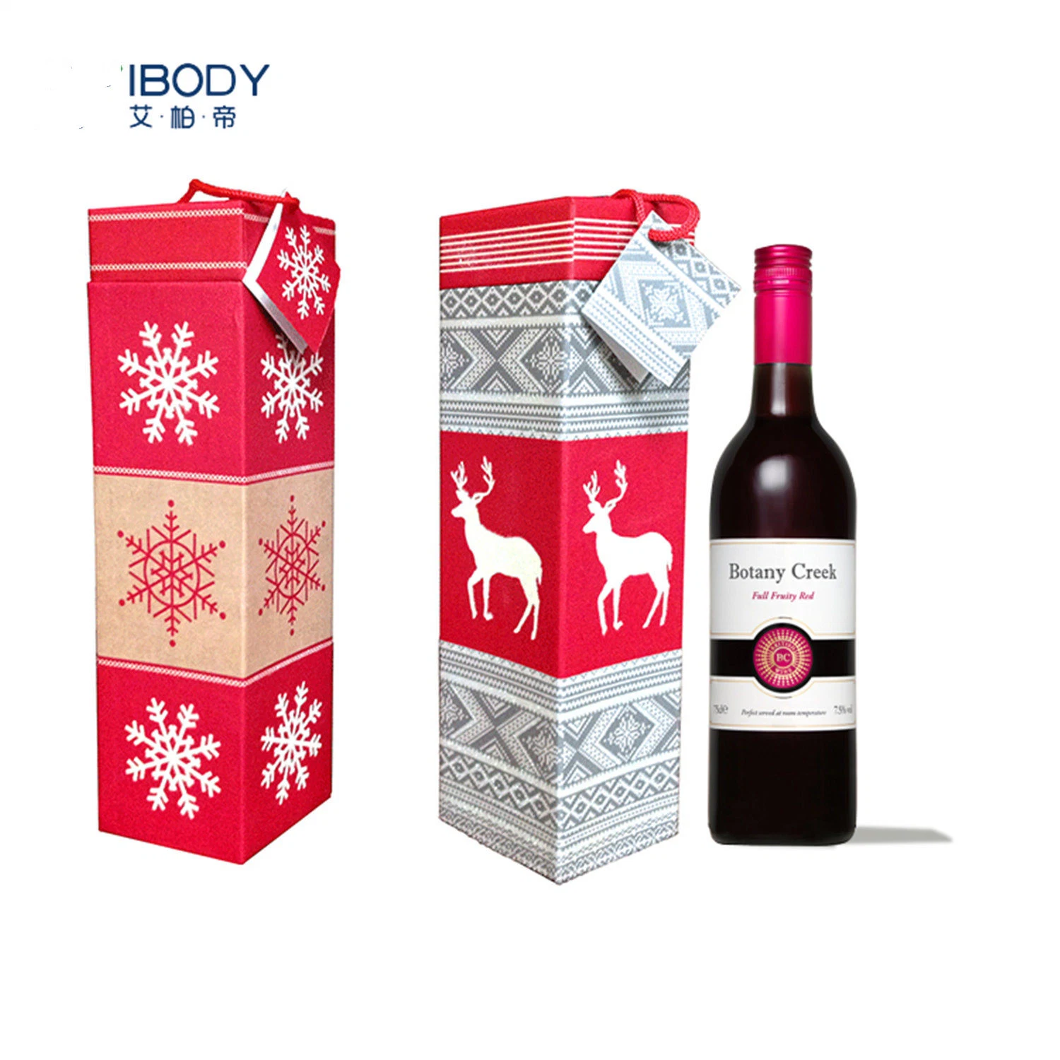 Premium Quality Custom Printing Decorative Paper Christmas Wine Bottle Gift Bag