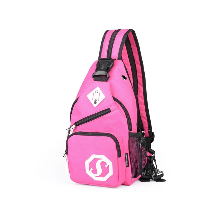 New Fashion School Outdoor Customized Printing Anti-Theft Headphone Sport Girls Chest Bag