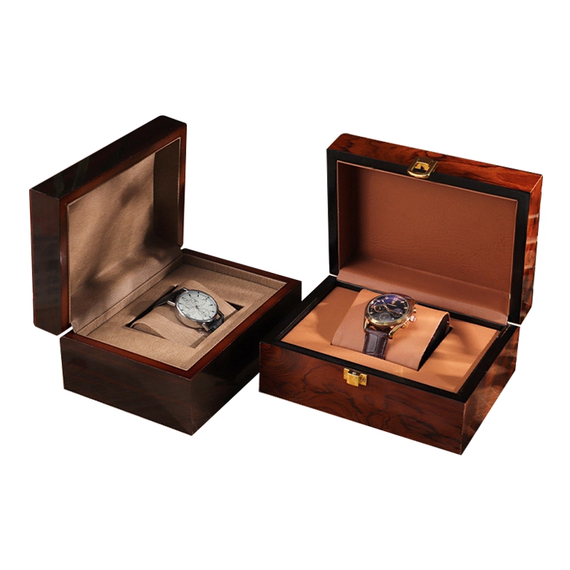 Wooden Craft Walnut Watch Box 3 Slots Storage Fashion Style Brown Walnut Gift Wooden Watch Box