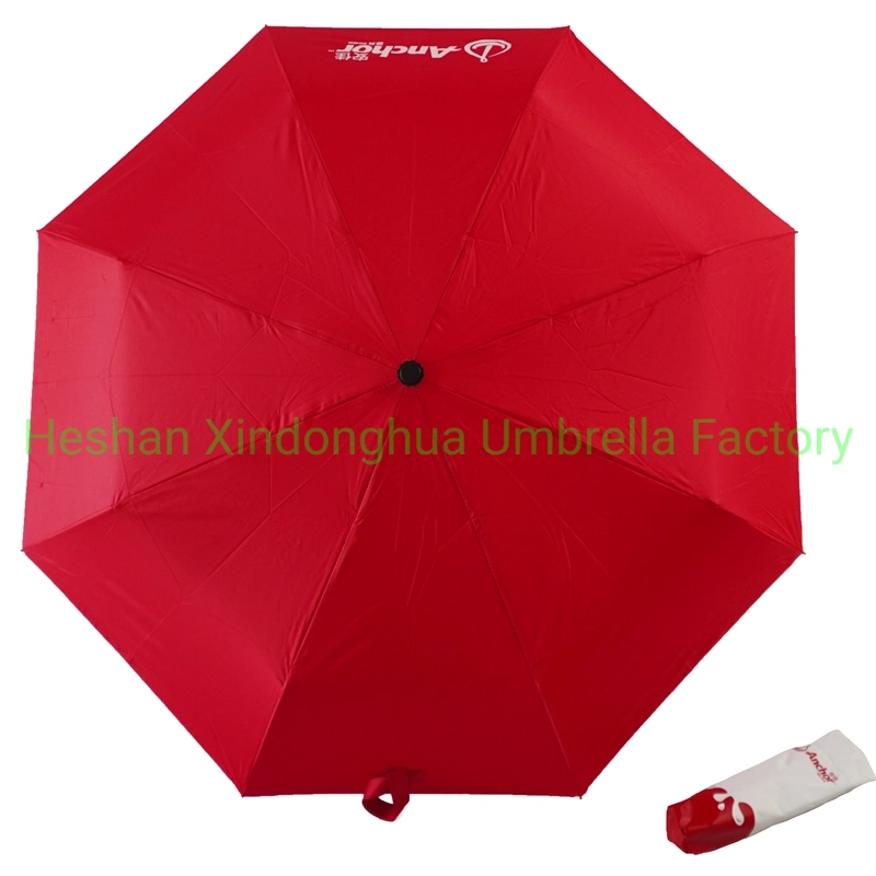 Red Color Ladies Manual Folding Compact Umbrellas for Travel (FU-3821B)