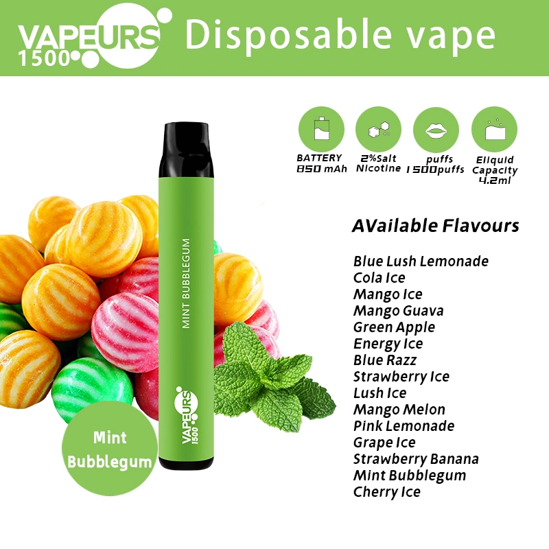 USA Vapeurs 1500 Puffs Disposable/Chargeable Vape Device E-Liquid Flavor and Vaping Equipment