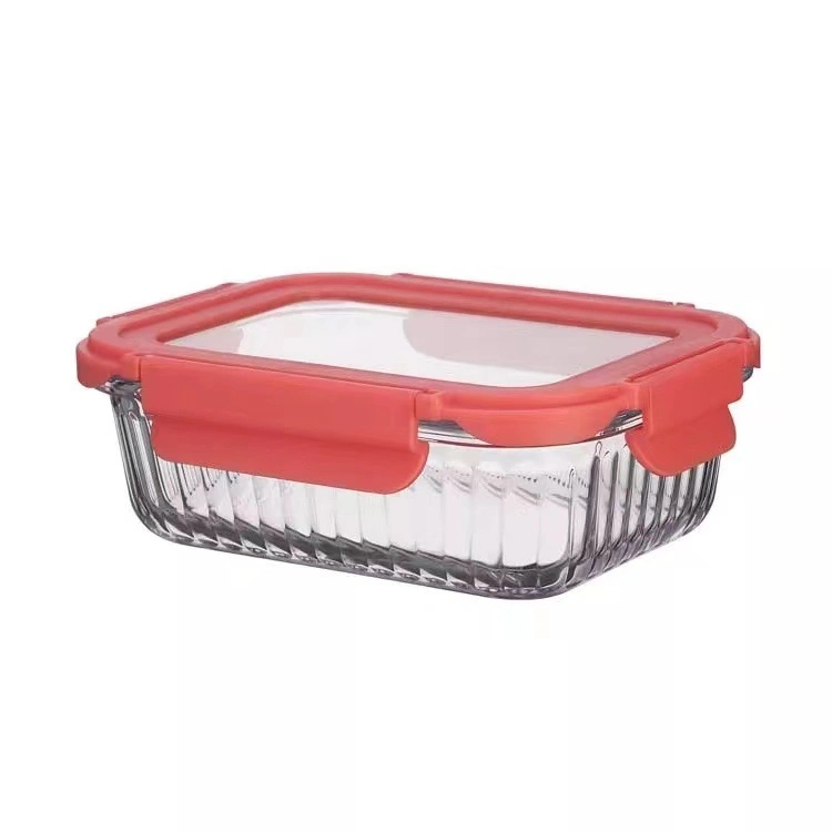 High Borosilicate Glass Vertical Pattern Lunch Box Microwave Heating