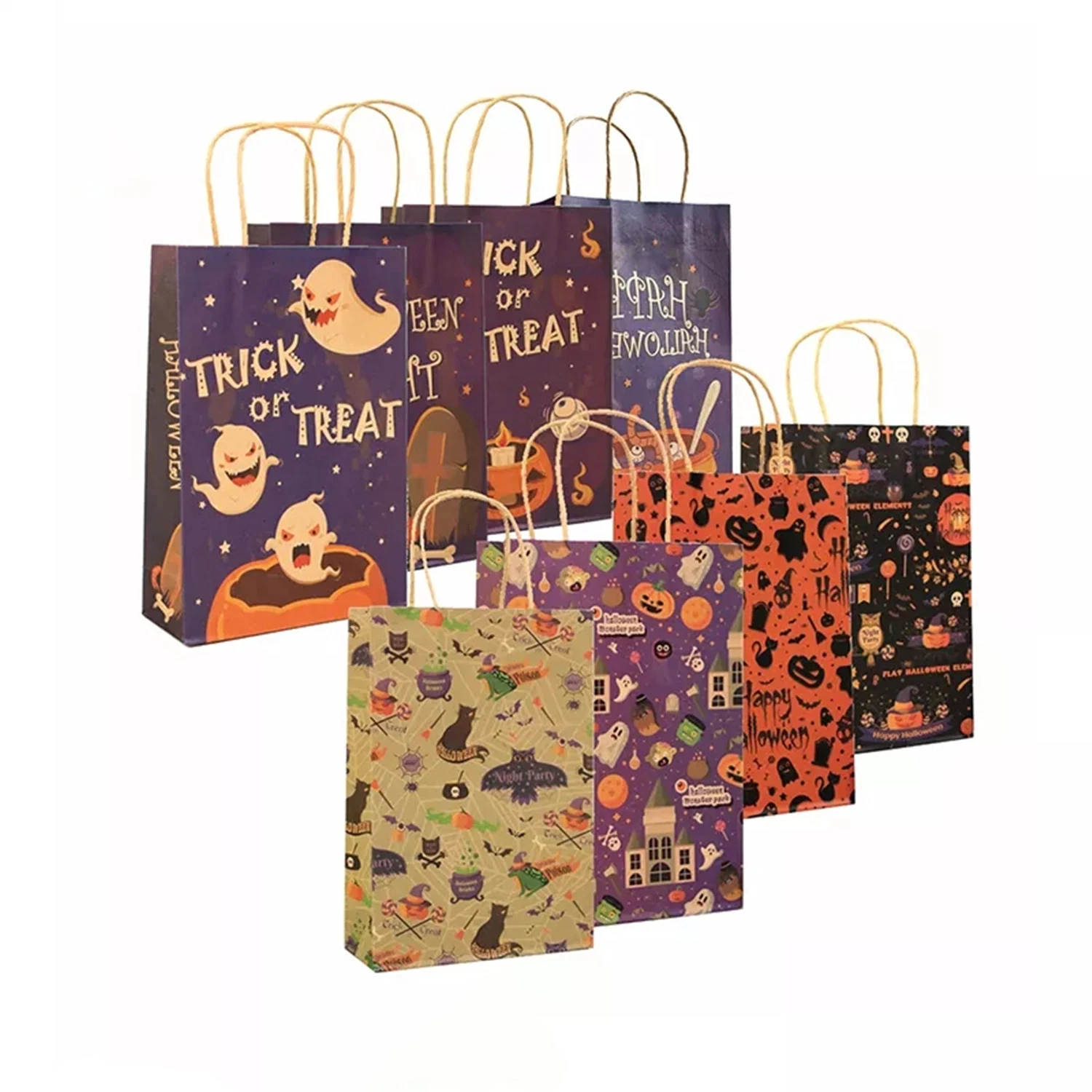 High -Quality Custom Logo Halloween Party Shopping Cowhide Paper with a Handle Gift Bag