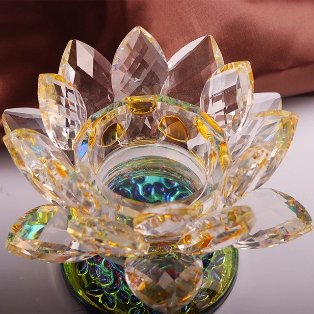 Crystal Lotus Candlestick Wedding Decoration Glass Flower Lotus