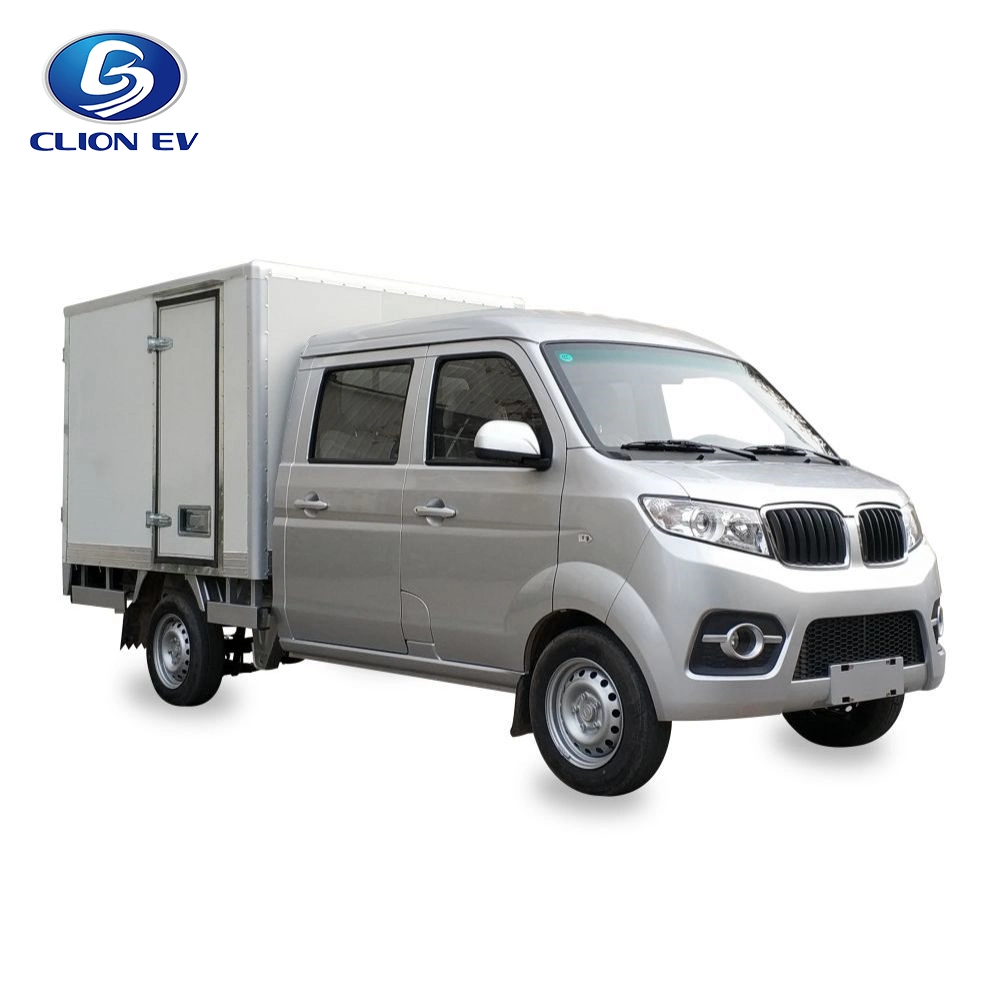 Small Cargo Delivery 1.5 Ton Load Capacity Double Cabin Electric Box Truck