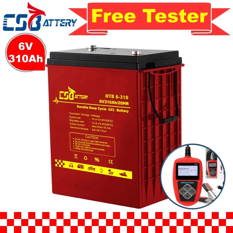 Csbattery 6V310ah 15+Anos Gel Working-Life Sunny Bateria para Traction-Forklift/Powered-Heater/Cárter&amp;Sewage-Pumps/Telecommunication/VS: Aokly/Fiamm/Amy