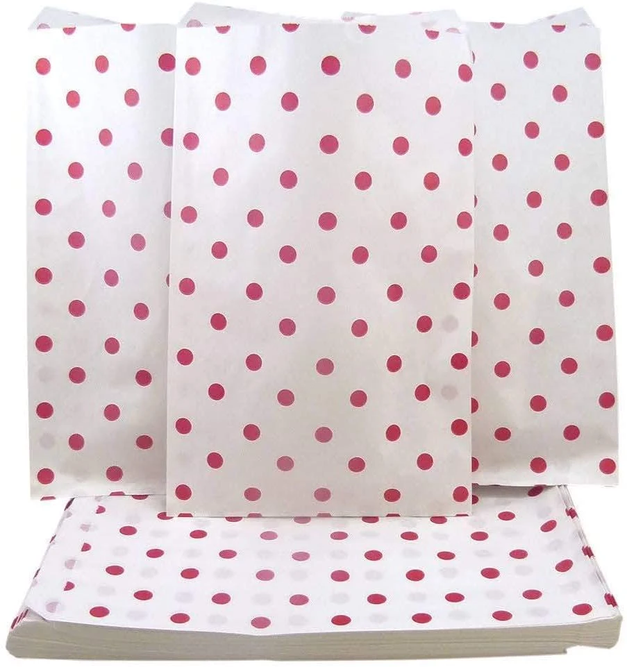 Cutebox Flat Paper Red Polka DOT Kraftpapier Geschenkbeutel (6" X 9") für Merchandise, Handwerk, Party Gefälligkeiten, Einzelhandel, handgefertigte Waren, Kunst und Kunsthandwerk, im Freien.