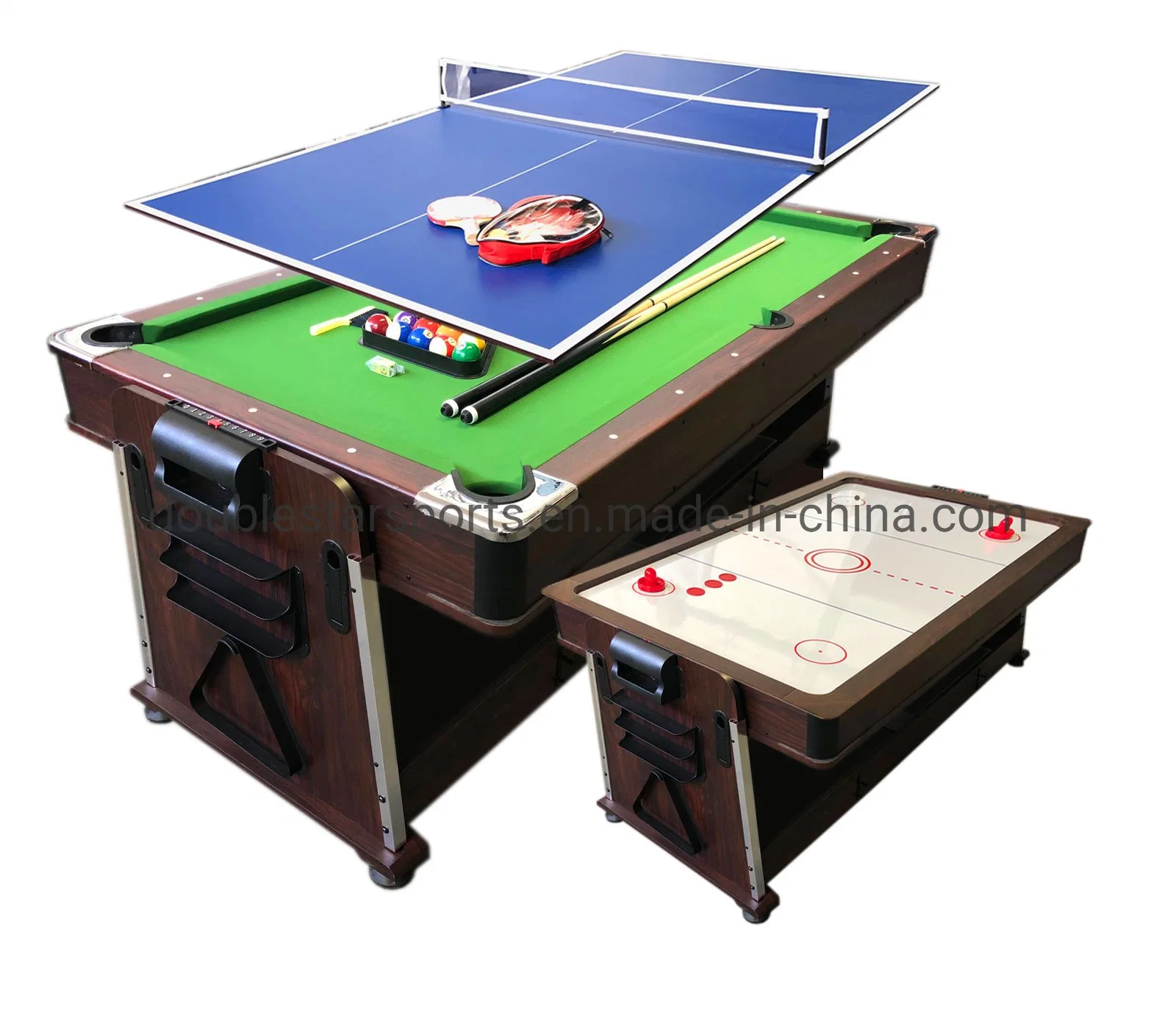 3 in 1 Multi Games 7FT Rotating Billiard Pool Air Hockey Table with Dining Top Table Tennis Top