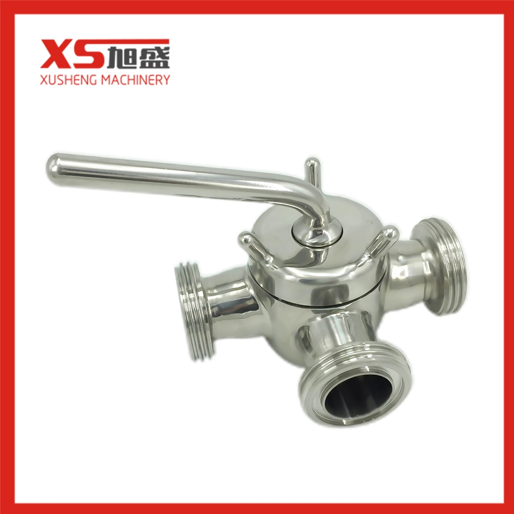 Sanitary Stainless Steel Threaded 3-Way Plug Valves