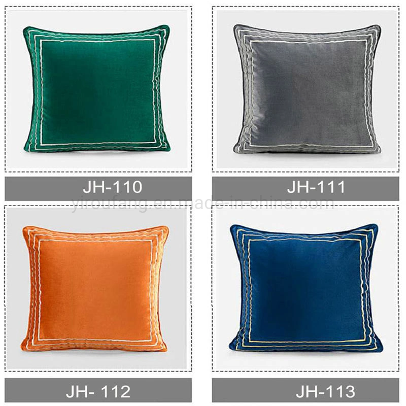 5 Star Hotel Supply Embroidery Silky and Soft Dark Gray Velvet Throw Pillow Covers