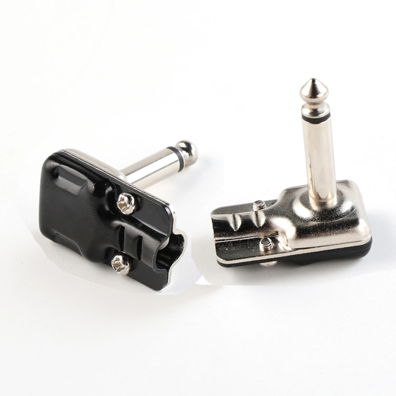 1/4 Mono rechtwinkliger Nickel-Pfannenstecker für Effektpedale Gitarren-Patchkabel