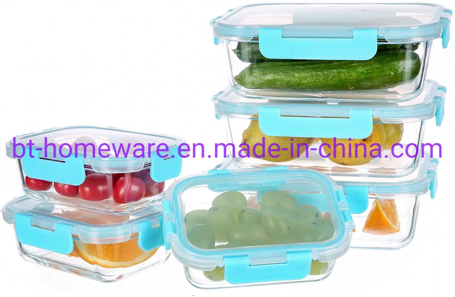 12 OZ 34 OZ 370ml 1040ml en verre Récipients en verre Déjeuner La préparation des aliments Aliments des récipients de stockage avec les couvercles de micro-ondes Oven-Safe gelé à la verrerie