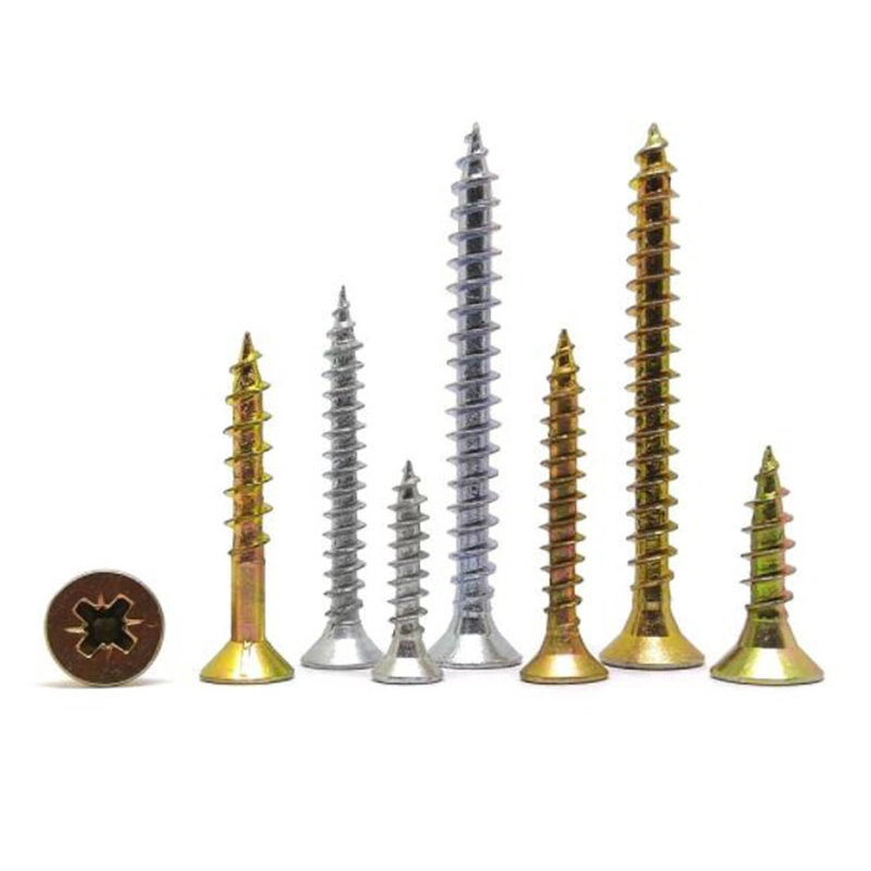 DIN7505 Yellow Zinc Plated Carbon Steel C1022A Pozi Drive Flat Countersunk Csk Head Wood Self Tapping Chipboard Screws