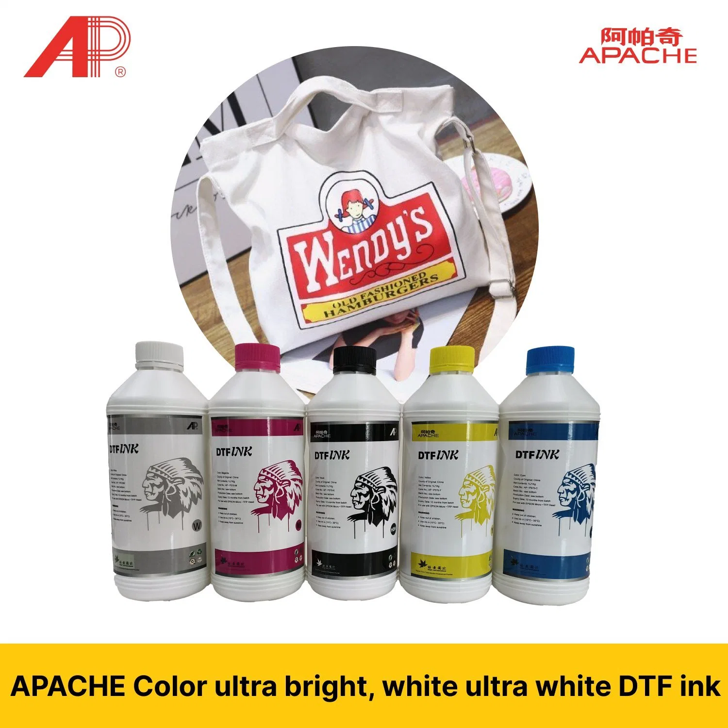 Unlock Your Textile Printing Potential with Apache White Dtf Ink for Epson Dx5 Dx7 XP600 Tx800 Wf4720 I3200