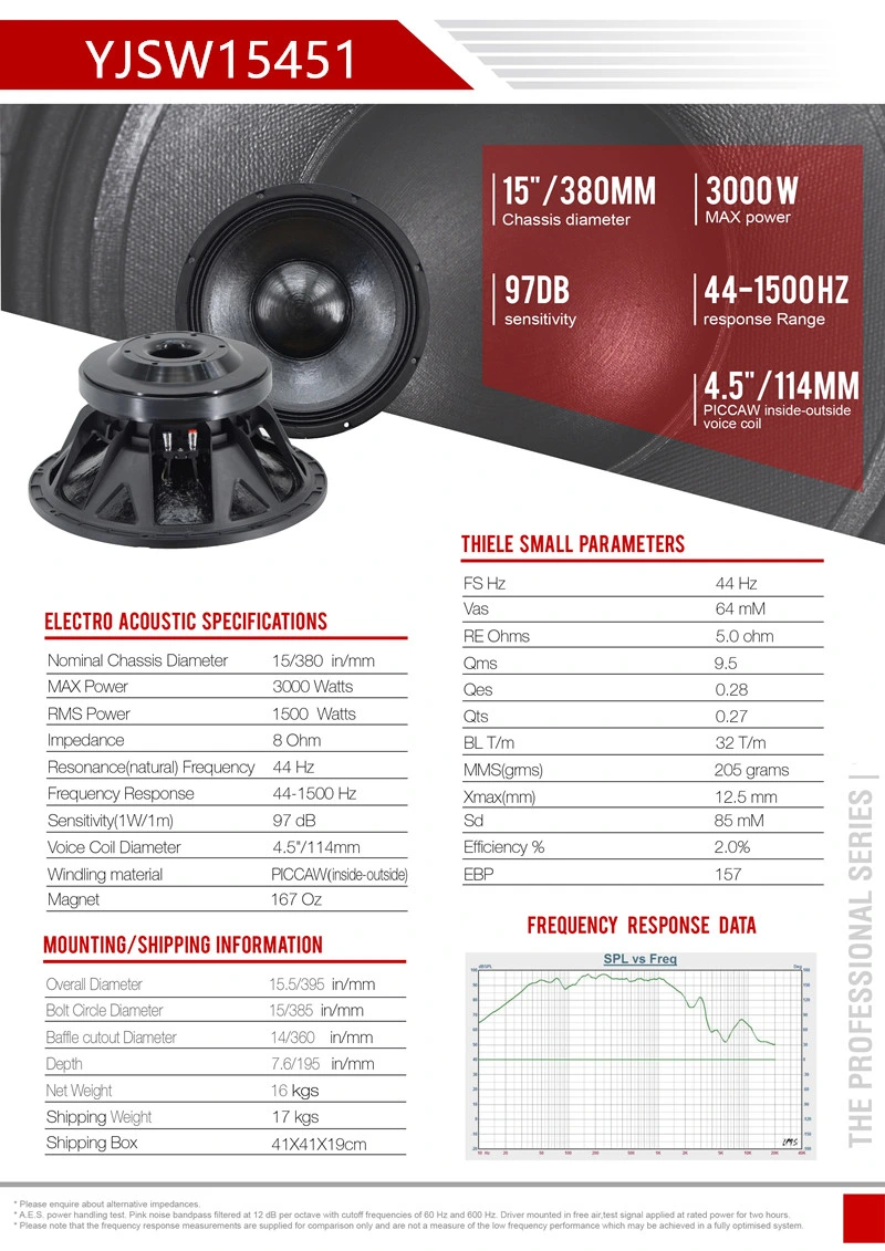 مكبر صوت احترافي ذو مضخم صوت عالي الجودة بحجم 15 بوصة مع مكبر صوت احترافي