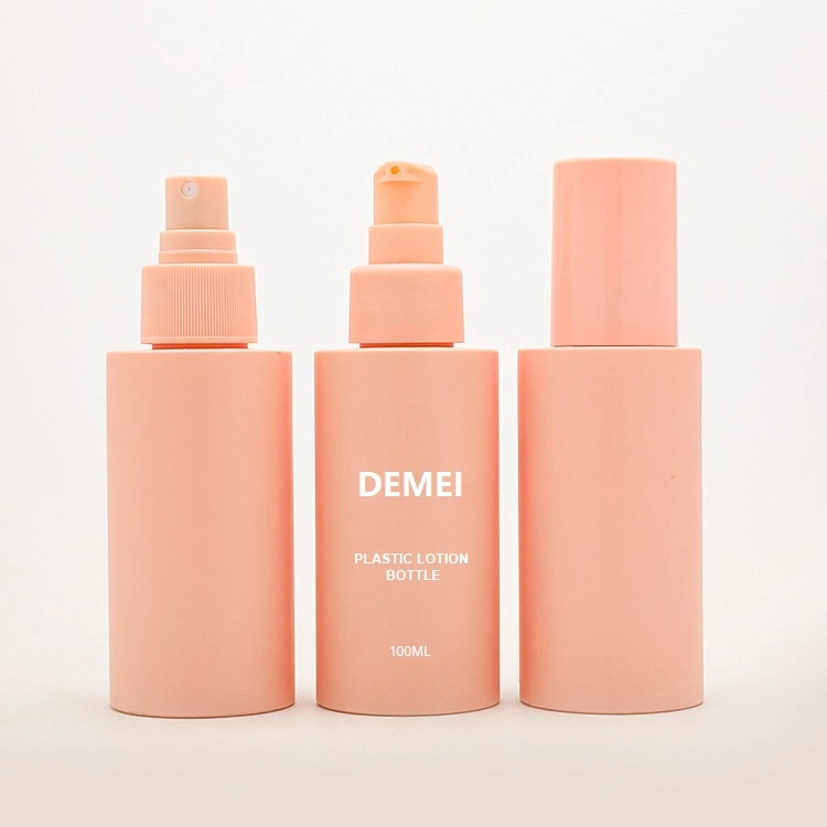 Custom Pink Pet Plastic Lotion Dispenser Cosmetic Bottle 100ml