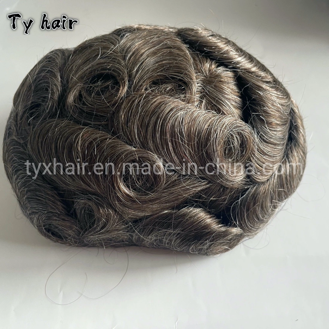 Skin Base Hair Color 4 with 40 Synthetic Single Knots Men PU Toupee Hair Replacement Unit Systems