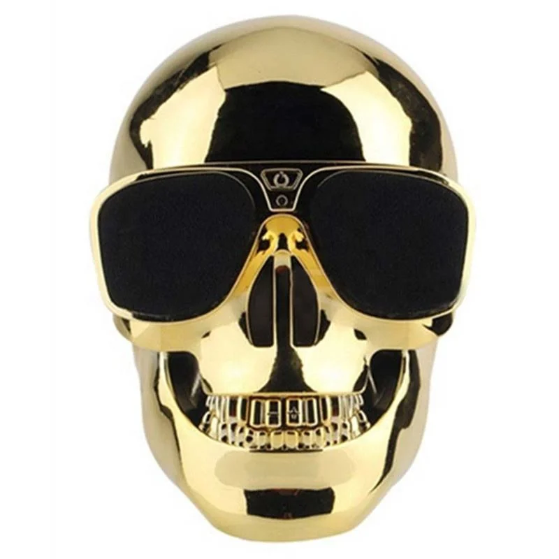 Ld-Skull Head (Hot money) Electroplating Portable Mini Skull Speaker Wireless Skeleton Bluetooth Outdoor Speakers for Halloween Christmas Present Best Gifts