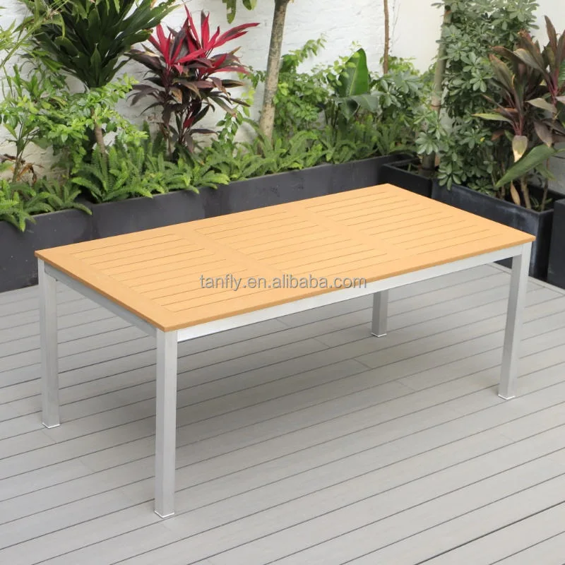 Modern Outside Plastic Wood Furniture Outdoor Table and Chair Set Patio Garden Aluminum Furniture Sets