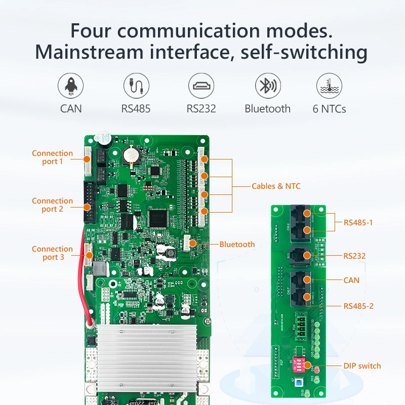 بطارية LFPO4 بقدرة 48 فولت مع BMS 8s ذكية تعمل بالموديل TDT 50A 100A 200A BMS متوافقة مع Deye/Growatt Pylontech Inverters RS485 RS232 Bluetooth BMS