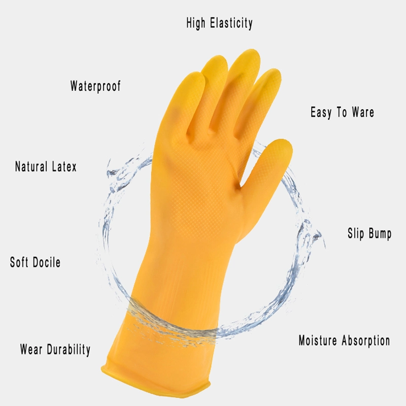 Custom Women Anti Slip Reusable Kitchen Dishwashing luvas de borracha Latex Luvas Guantes CE 2121 para limpeza doméstica, jardinagem, trabalhos utilitários