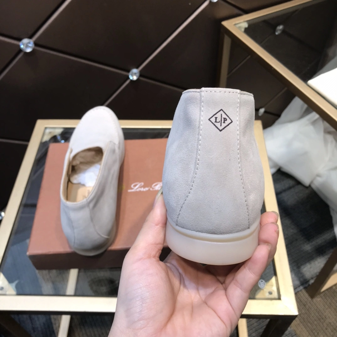 Loros Pianas Lp Suede zapatos planos de deslizamiento de la Mujer sobre la Mujer Mocasines de bloqueo de metal decorar mesas de convergencia mulas planas zapatos casual Zapatos de Damas de verano de 2023 con la caja