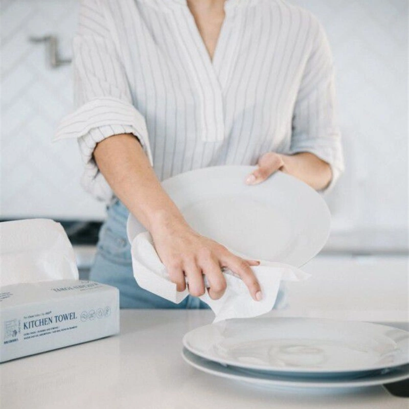 Toallitas de tela lavables Cocina Non-Woven de limpieza en seco y húmedo desechable papel Limpiar Oil-Free paños de plato de papel