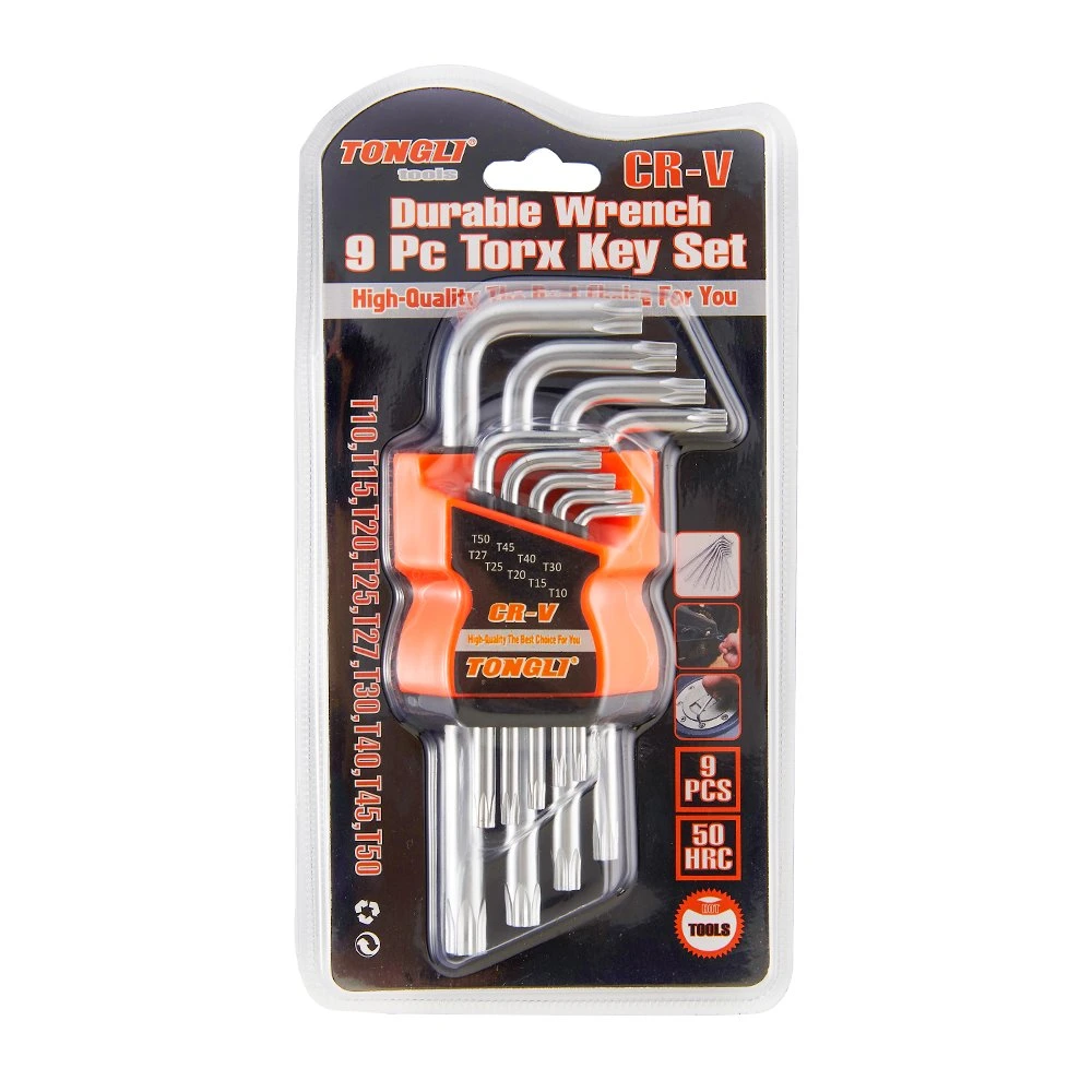 9PCS 1.5-10 T10-T50 Hex Key Allen Key Set with Plastic Holder Packing