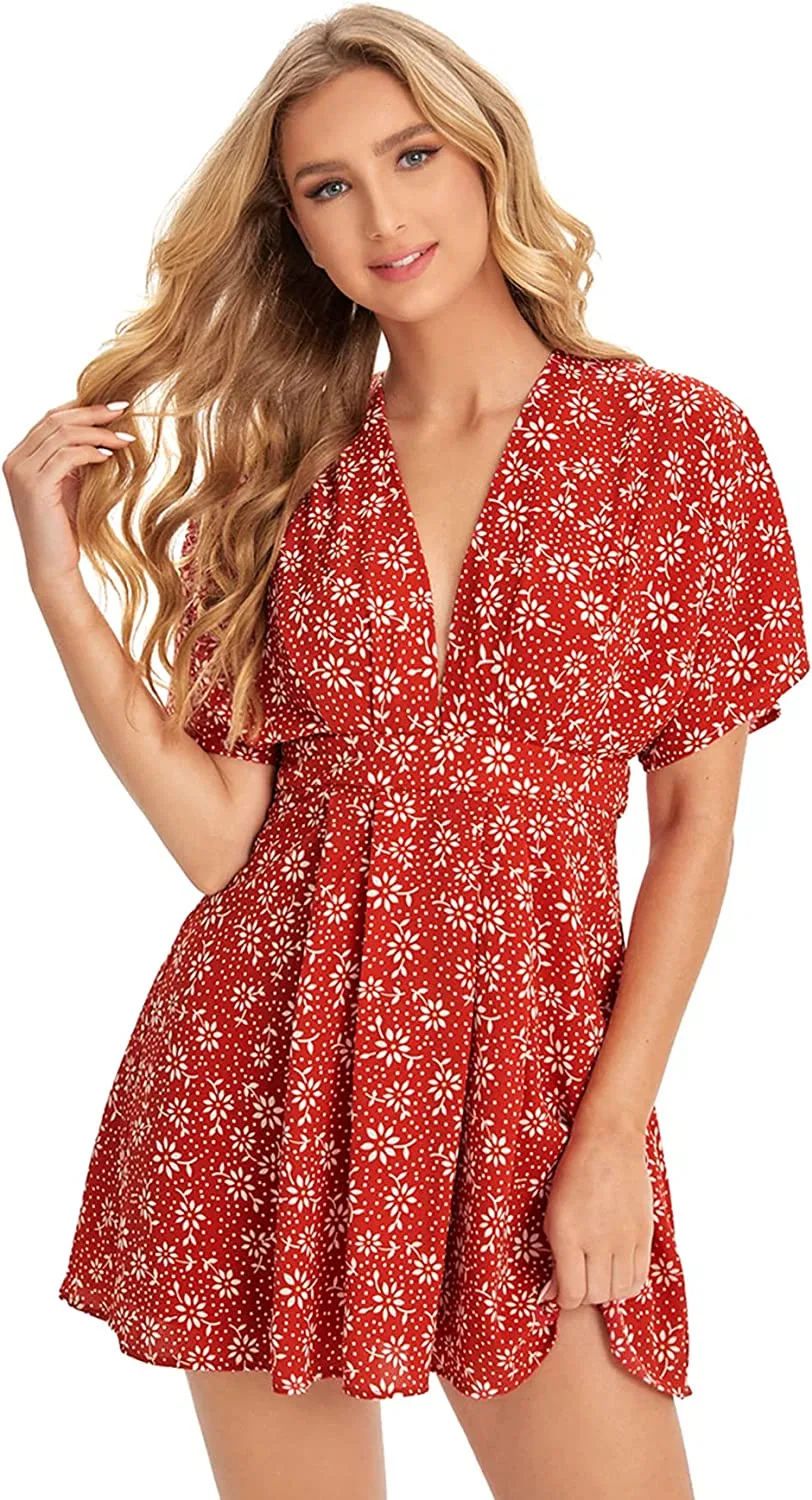 Spring Summer Women Fashion Sexy Floral Beach Dress Garment Clothing Available for Custom Clothes Apparel Design Brand Logo Print Factory Price