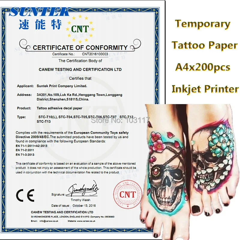 Laser Temporäre Tattoo Transfer Druckpapier Wasser Abziehbilder Tattoo Papier