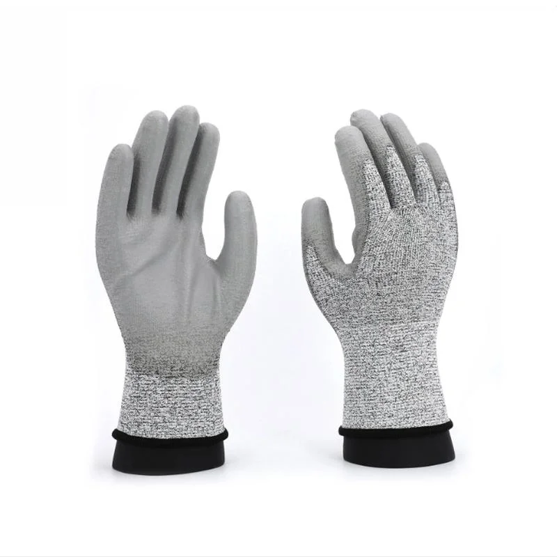 Hppe Level 5 Protection with PU Coated Industrial Cut Resistant Mechanical Gloves