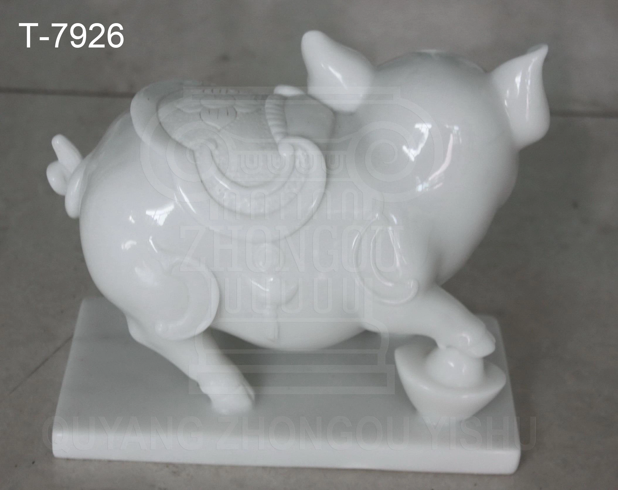 Animal Sculpture, Marble Stone Pig Statue Sculpture, Home Ornament and Garden Decoration