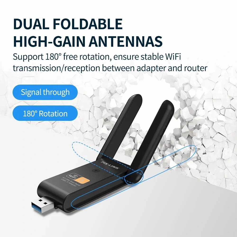 1300Mbps WiFi USB Bluetooth-Compatible Adapter Driver Free Bt WiFi USB Dongle Dual Band LAN Ethernet Adapter USB Network Card