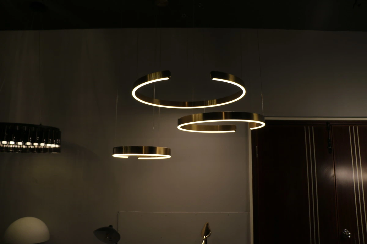 Dimmable C Shape Brushed Stainless Steel Pendant Lamp